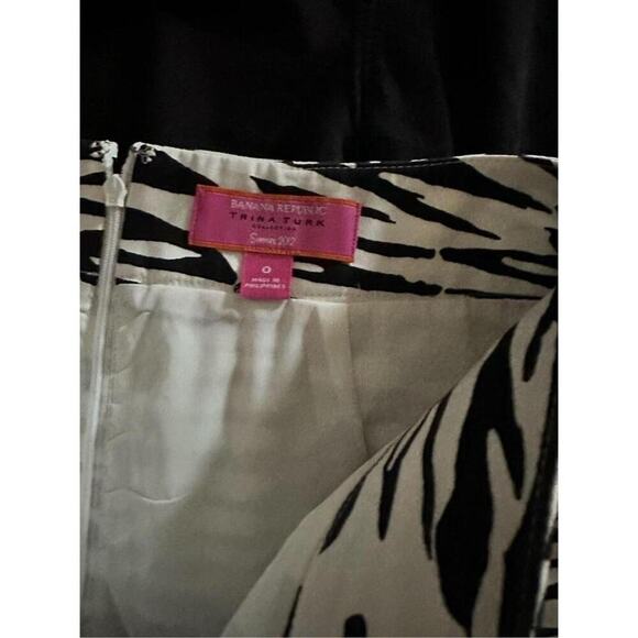Banana Republic Trina Turk Skirt Black White Zebra Print Mini Pencil Size 0 - Picture 3 of 5